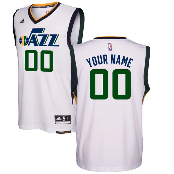 Men Utah Jazz Adidas White Home Replica Custom NBA Jersey->customized nba jersey->Custom Jersey